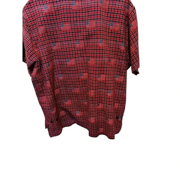Shaver Lake Worran Women's Red Short Sleeve Button Down Plaid Shirt Size 2X - Picture 2 of 6